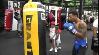 Undefeated TMT fighter Chris Pearson on the heavy bag