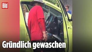 Autowasch-Mitarbeiter macht alles falsch