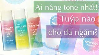 Sunplay Skin Aqua Tone up UV Milk Review cho da dầu, ai nâng tone nhất, da ngăm chọn tuýp nào?