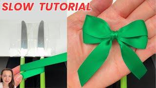  How to make a Double Bow with Ribbon - SLOW demonstration | DIY Bow Maker