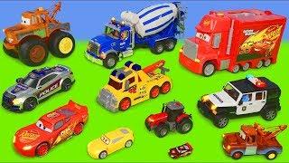 Excavadora coche de policía y bomberos, Buldocer Carros juguetes Cargadora Camiones - Excavator Toys