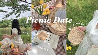 Picnic Vlog| picnic date by the pond, picnic set up, cute aesthetic props, catching up
