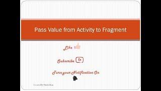 How to Pass value from Activity to Fragment