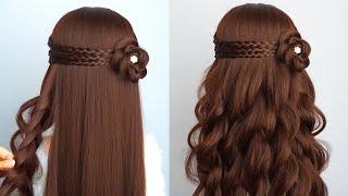 Easy And Unique Hairstyle For Wedding And Prom | Waterfall Braid Half Up Half Down