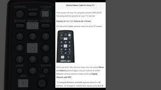 CRT TV service mode Sony