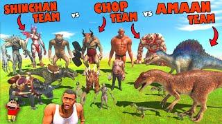 LUCKY SPIN SHINCHAN TEAM vs CHOP TEAM vs AMAAN TEAM in Animal Revolt Battle Simulator ARBS