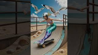 Mermaid on a Skateboard - AI Generated #aigenerated #aigeneratedart #aigeneratedimages #mermaid #ai