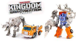 Transformers WFC Kingdom Huffer & Ractonite Truck Dinosaur Combine Robot Figure Toys