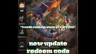 new update state of survival redeem code !! get 3 code