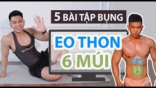 5 BÀI TẬP GIÚP EO THON 6 MÚI KHI NẰM XEM TIVI | COACH SKY