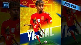 How to Create Professional Sports Poster Design | Lamine Yamal | Spanish Euro 2024 | Photoshop