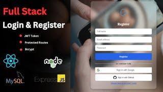 Full Stack Register & Login: React, NodeJs, Express, MySQL (Social Authentification, JWT Token)