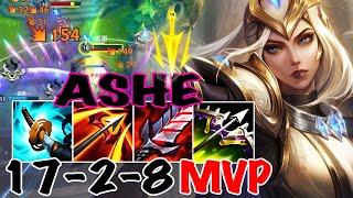 WILD RIFT ASHE ADC GAMEPLAY | 17 -2 -8 MVP | ASHE BUILD RUNES