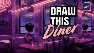 Lofi Diner Drawing Process | Timelapse | Procreate