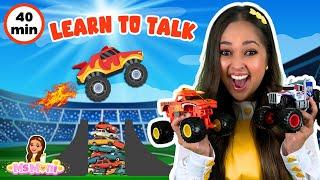 Monster Trucks & Cars For Kids | Excavators, Toys & Brain Breaks | Learn To Talk with Ms Moni