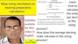 Warp sizing calculations l Yarn sizing calculations l Textile calculations