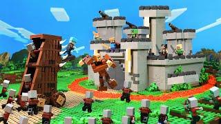 DEFENDING THE FORTRESS 2:  SECURITY BUILD HACKS vs VILLAGERS -   Lego Minecraft Animation