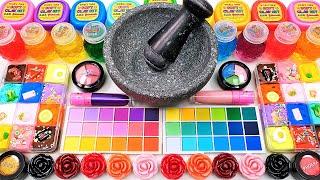 Satisfying Video Mixing Makeup Cosmetics Glitter Beads Squishy Balls into Clear Slime GoGo ASMR