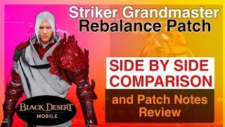 BDM Striker Grandmaster Rebalance Side by side Comparison Patch Notes Review [Black Desert Mobile]