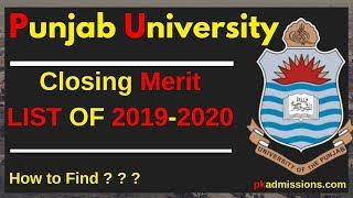 Closing Merit List of Punjab University 2019 - 2020