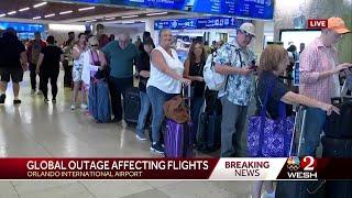 70+ canceled flights, 200+ delayed at Orlando airport after global technology outage