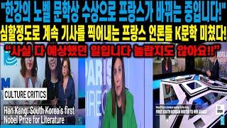 "사실 다 예상했던 일입니다 이게 왜 놀랍죠?" 심할 정도로 계속 기사를 찍어내는 프랑스 언론들 K문학 미쳤다 "한강의 노벨 문학상 수상으로 프랑스가 바뀔 것입니다!"