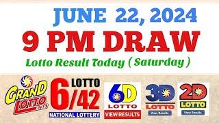 Lotto Result Today 9pm draw June 22, 2024 6/55 6/42 6D Swertres Ez2 PCSO#lotto