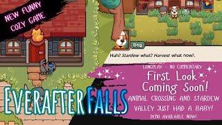 Animal Crossing and Stardew Valley just had a BABY - new funny cozy game Everafter Falls Gameplay