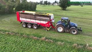 4x New Holland Blue Power & Pöttinger  -  Silo d'herbe à l'autochargeuse - Herens