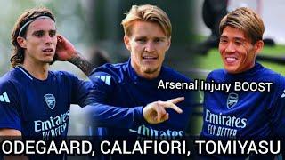 Martin Odegaard training | Calafiori, Tomiyasu, Kieran Tierney back to arsenal training at sobha