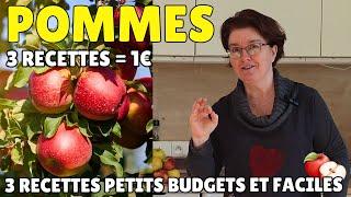  3 RECETTES AUX POMMES POUR 1 € PAR PERSONNE | Dessert ou gateau facile et économique !