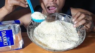 suapan full centong||Asmr raw rice eating sounds||makan beras basmati daawat select di mangkok