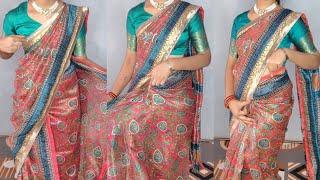 Cotton silk saree draping tutorial easy tips for beginners/full saree drape with perfect pleats