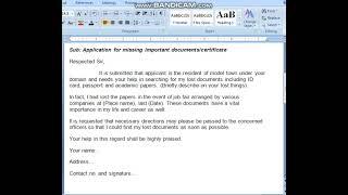 Application for missing important documents certificate