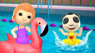 Children's safety in the Pool | Cartoon for Kids | Dolly and Friends - Thailand