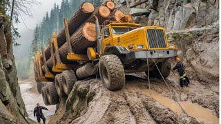 Extreme Logging Trucks in Action! Massive Heavy Equipment at Work in the Forest #28