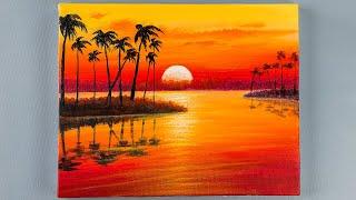 Painting for beginners / Sunset Acrylic Painting / Easy Painting Tutorial