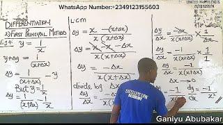 First Principle Method Of Differentiation | Example 4 | #ganiyuabubakar #calculus #differentiation