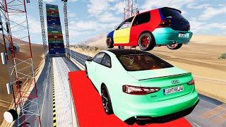 Cars Vs Mega High Container  Jump Test Challenge #8 - Speed Sports Car Crash - BeamNG Drive