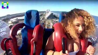 Scary Slingshot ride Embarrassing moments  nip slip