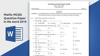 how to create Multiple choice question paper for mathematics in Ms word 2019