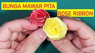 CARA MEMBUAT BUNGA MAWAR DARI PITA JEPANG | ROSE RIBBON