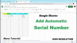 Add Auto Serial No in Google Sheets by Google Chrome