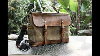 Communication and office bags made of retro cowhide and oil wax canvas, briefcases, laptop bags,