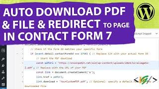 How to Download PDF File Auto & Redirect to Link/Page After Form Submit in Contact Form 7 WordPress