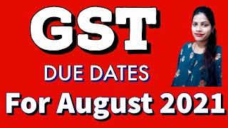 Important due dates for the GST Returns in the Month of August 2021