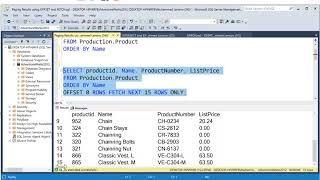 22    paging results OFFSET : FETCH    Microsoft  SQL Server