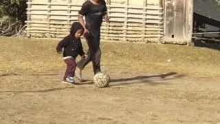 Aiden kom@practice football soccer with Apa Kingson