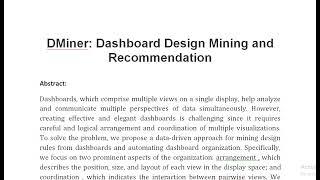 DMiner Dashboard Design Mining and Recommendation