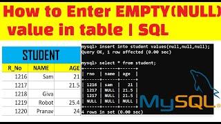 How to give Empty(NULL) values while creating table in SQL | Learn To Code